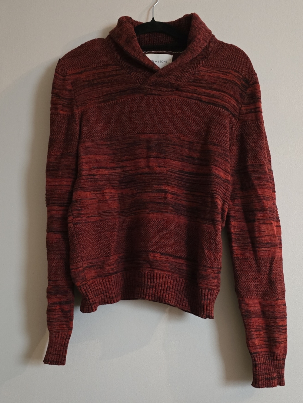 Men's Red Knit Cowl Neck Sweater